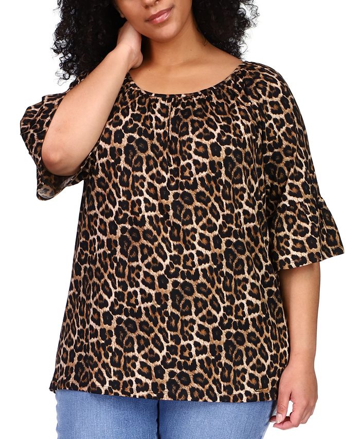 Michael kors leopard print peasant top clearance