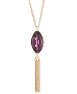 Style & Co Stone & Chain Tassel Long Lariat Necklace, 32" + 3" Extender, Created For Macy's In Amethyst