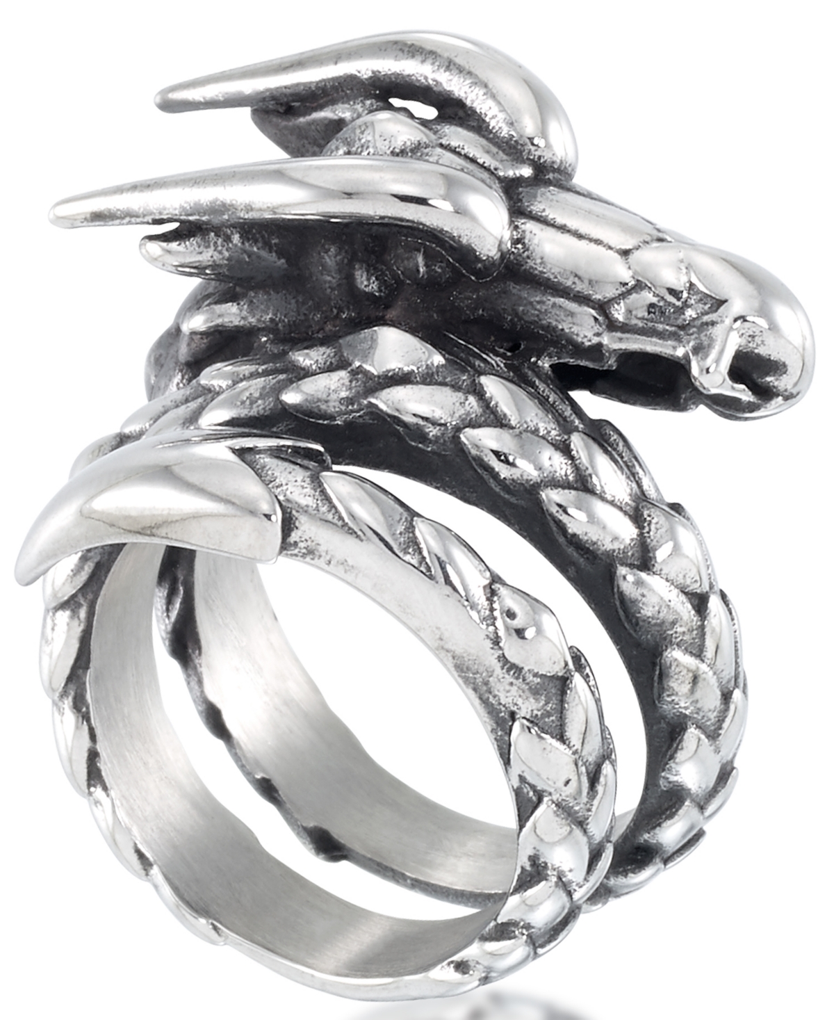 Men's Dragon Coil Ring in Stainless Steel - Stainless Steel