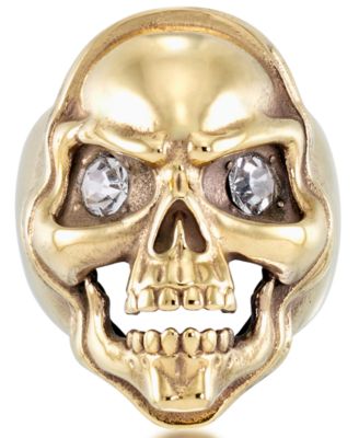 Andrew Charles by Andy Hilfiger - Men's Cubic Zirconia Skull Ring in Yellow Ion-Plated Stainless Steel