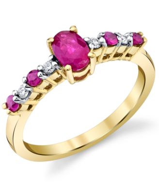 Macy's Ruby (3/4 ct. t.w.) & Diamond (1/20 ct. t.w.) Ring in 10k Gold ...