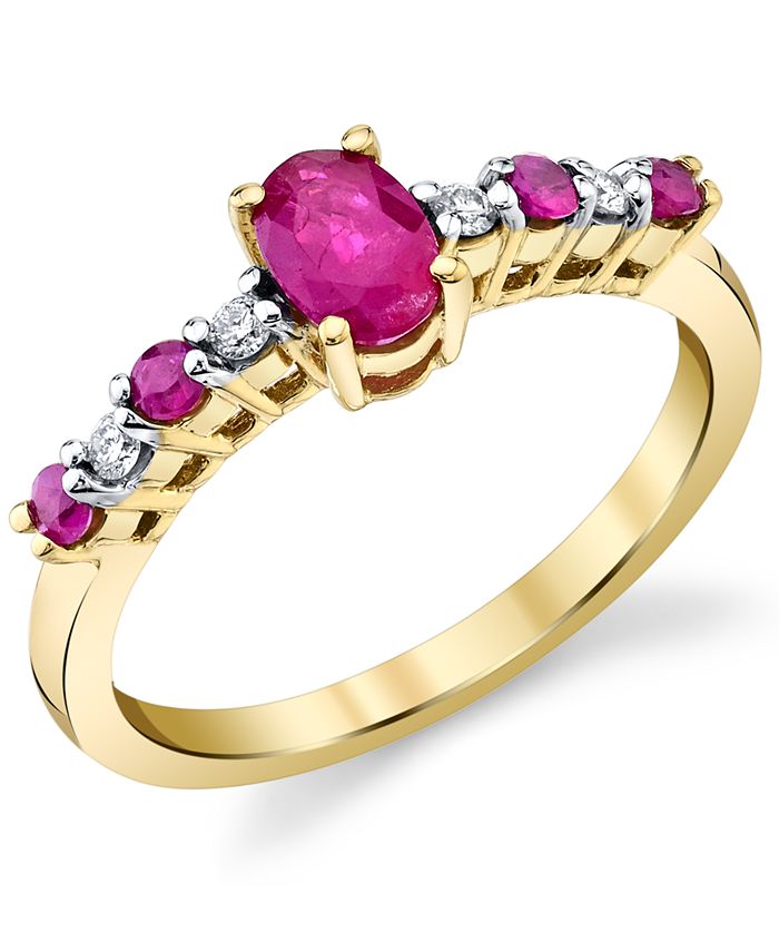 Macy's - Ruby (3/4 ct. t.w.) & Diamond (1/20 ct. t.w.) Ring in 10k Gold