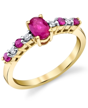 Macy's Ruby (3/4 Ct. T.w.) & Diamond (1/20 Ct. T.w.) Ring In 10k Gold In Red