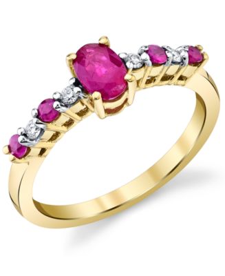 Macy's Ruby (3/4 ct. t.w.) & Diamond (1/20 ct. t.w.) Ring in 10k Gold ...