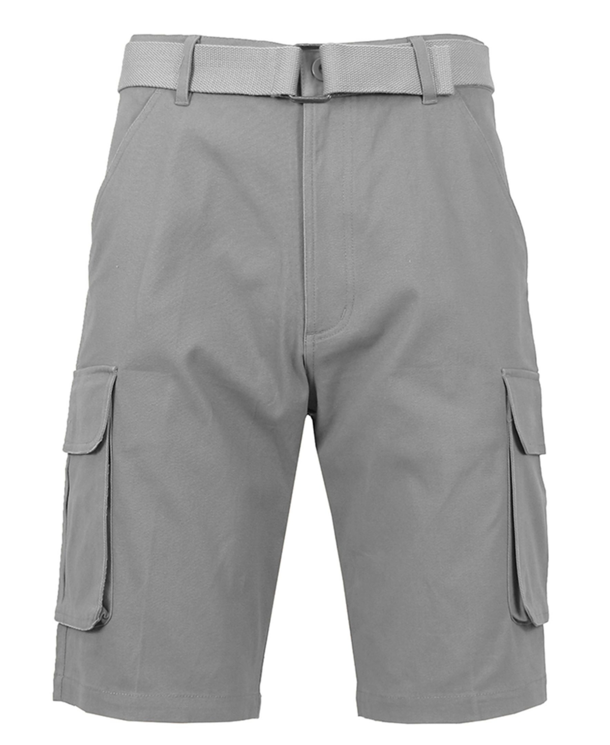 Men's Flat Front Belted Cotton Cargo Shorts - Khaki