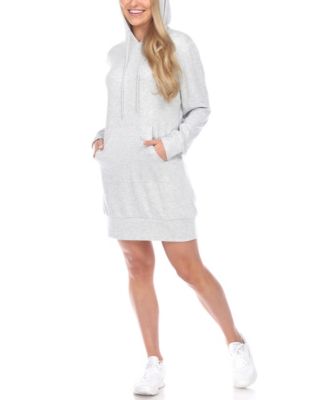 dress sweatshirt ladies White Mark Women's Hoodie knee length hoodie dress
