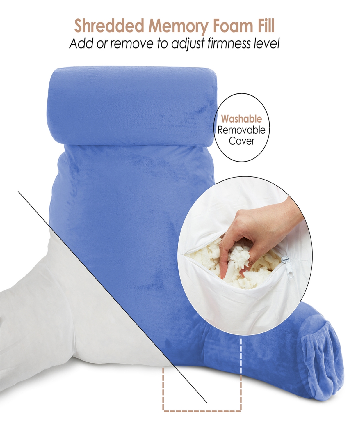 Nestl Soft Velour Cover Reading Backrest Pillow Set, Extra Large