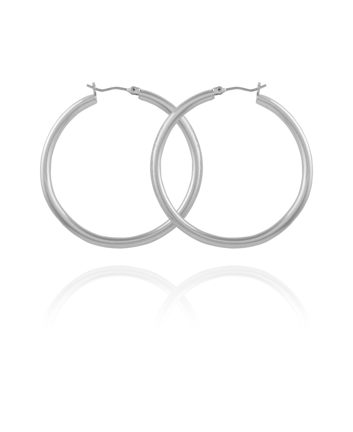 Women's Polished Tube Hoop Earring - Silver