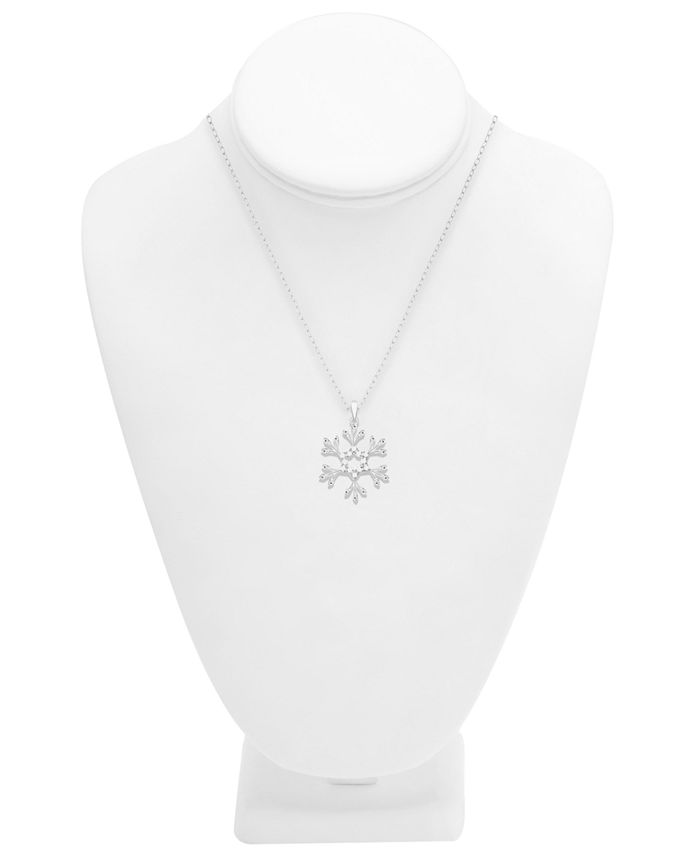 Macy s Diamond Snowflake Pendant Necklace 1 10 ct. t.w. In