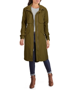 Kenneth Cole Women's Crinkle Hooded Anorak Coat In Olive