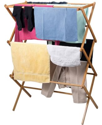 Bamboo Wooden Clothes Drying Rack - Oversize Hang Rack for Clothes - Laundry Rack for Clothing Drying Natural