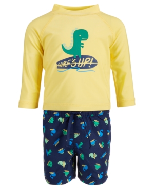 First Impressions Baby Boys 2-Pc Dino Rash Guard & Swim Trunks Set Created for Macy's