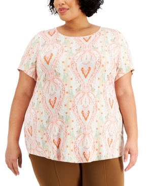 JM COLLECTION Tops PLUS SIZE PRINTED TOP, CREATED FOR MACY'S