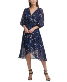 Printed Faux-Wrap Dress