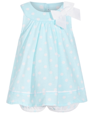 First Impressions Baby Girls Dot-print Cotton Sunsuit, Created For Macy's In Blue Chiffon