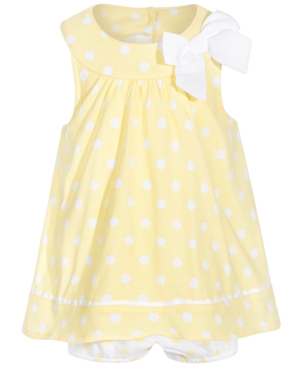 First Impressions Baby Girls Dot-print Cotton Sunsuit, Created For Macy's In Sunny Yellow