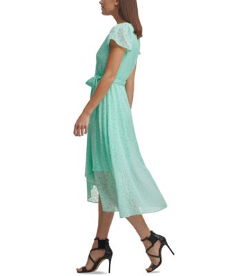 DKNY Women's Flutter Sleeve Faux Wrap Work Dress DKNY Women's Flutter Sleeve Faux Wrap Dress - Work To Evening Wear Flutter Sleeve Wrap Dress