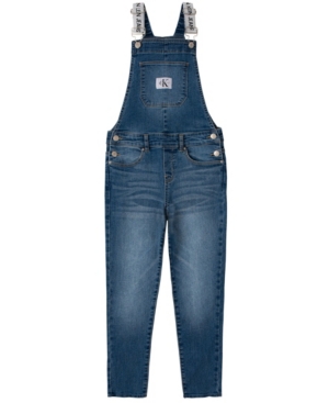 Calvin Klein Big Girls Logo Skinny Denim Overall