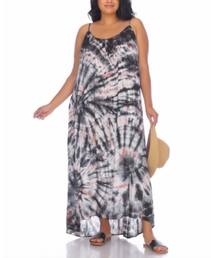 Raviya Plus Size Tie-dyed Maxi Cover Up Dress Women's Swimsuit In Black ...
