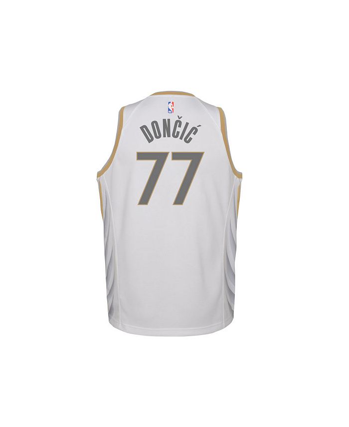 NBA Mavericks 77 Luka Doncic Black Gold Nike Men Jersey