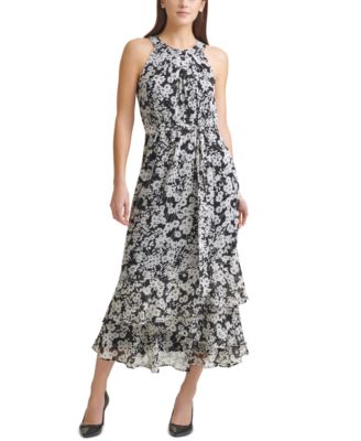 Calvin Klein - Chiffon Halter-Neck Maxi Dress