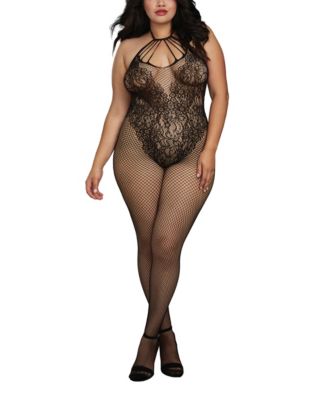 Dreamgirl Women's Plus Size Fishnet Body Stocking Lingerie with