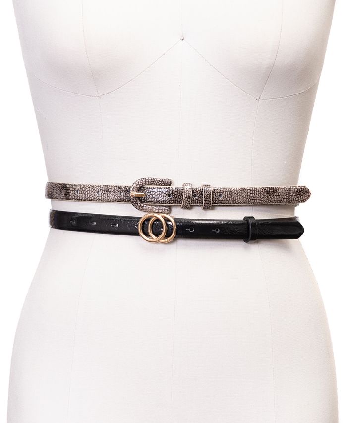 INC International Concepts 2-Pk. Skinny Belts, Created for Macy's ...