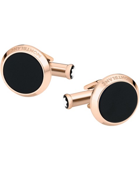 Мужские аксессуары Montblanc Meisterst&uuml;ck Red-Gold Stainless Steel and Onyx Inlay Cuff Links