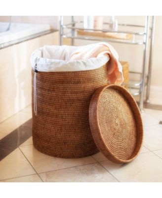 Artifacts Trading Company Rattan Round Hamper with Lid