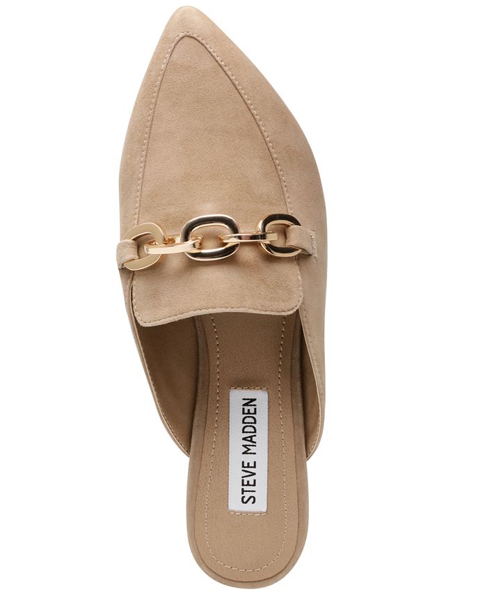 steve madden forever chain pointed toe mule tan suede