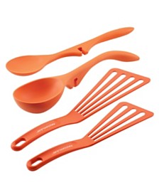 Kitchen Utensils Nonstick Lazy Spoon, Ladle, and Turner Set, 4-Pc., Orange