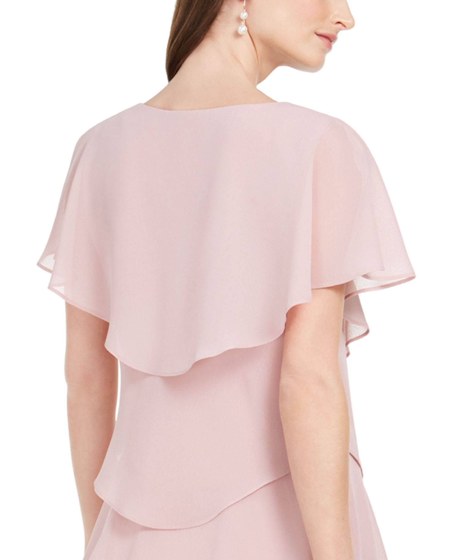 Tiered Rhinestone Capelet Dress