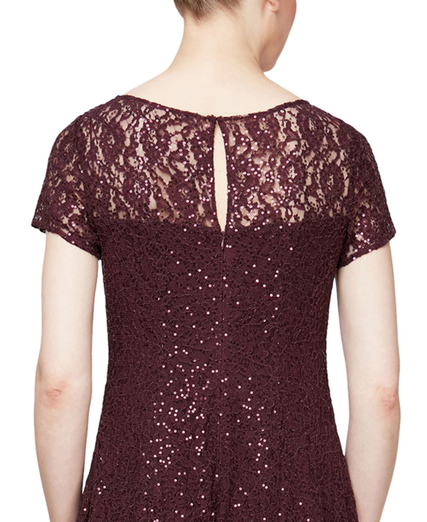 Женские платья SL Fashions Sequined Lace Midi Dresses, цвет: Инжирный — фото 4