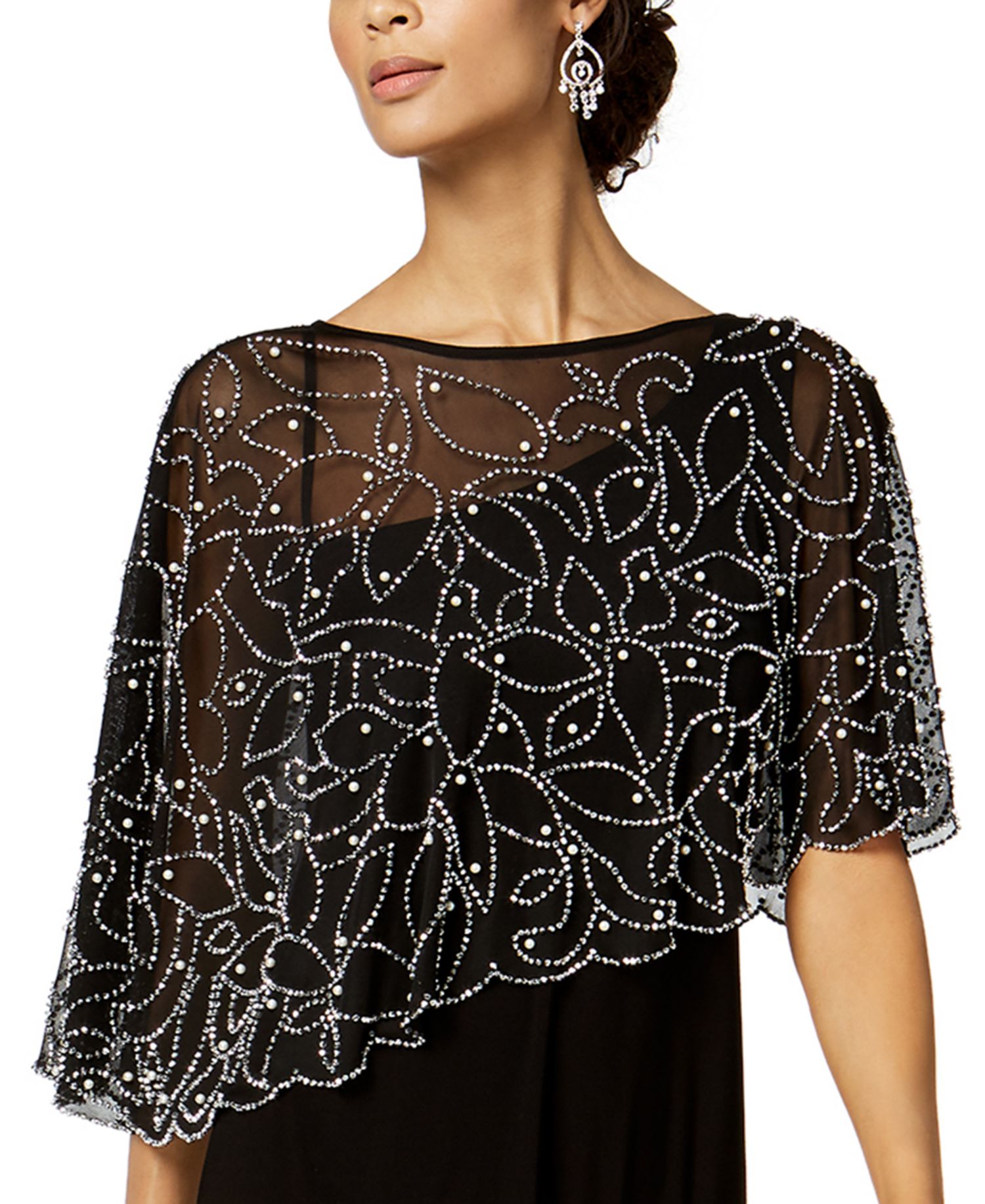 Petite Beaded Overlay Gown