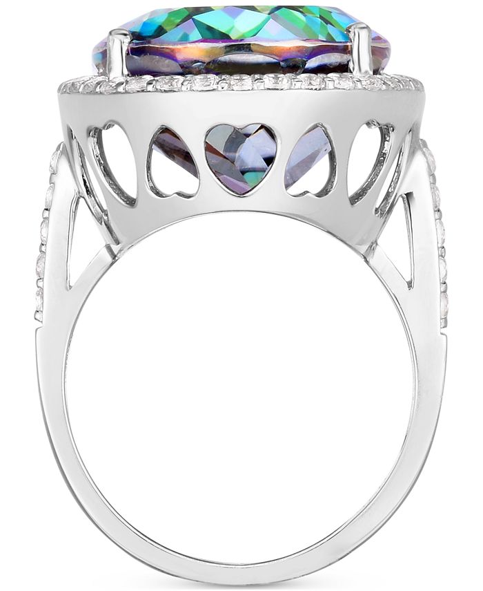 Macy's - Mystic Topaz (20 ct. t.w.) & White Topaz (3/4 ct. t.w.) Oval Statement Ring in Sterling Silver