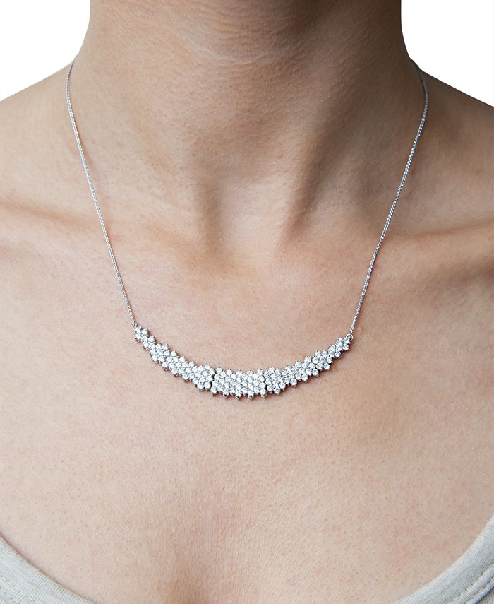 Macy's Diamond Cluster Statement Necklace (3 ct. t.w.) in 14k White Gold Macy's
