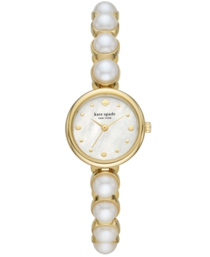 Shop Kate Spade Monroe Gold-tone Stainless Steel & Faux Pearl Bracelet Watch 24mm