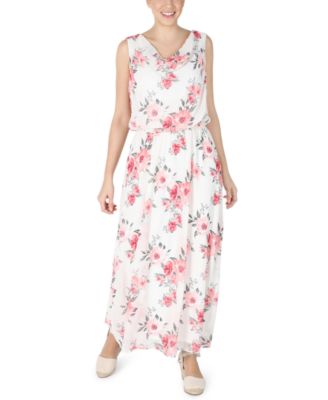 Robbie Bee - Petite Chiffon Cowlneck Maxi Dress