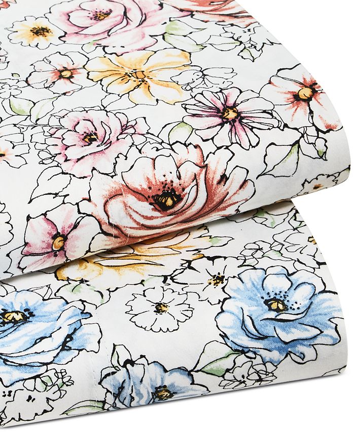Charter Club Outline Floral 550 Thread Count Cotton 4-Pc. Sheet Set ...