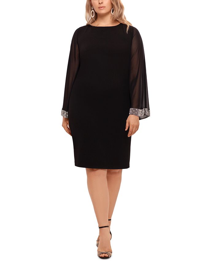 XSCAPE Plus Size Beaded Bell-Sleeve Dress & Reviews - Tops - Women - Macy's