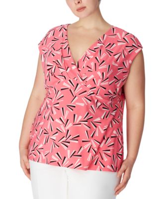Anne Klein - Plus Size Sleeveless Printed Surplice Top