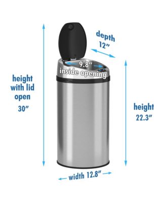 30 Liter / 8 Gallon Stainless Steel Round Sensor Kitchen Trash Can with AbsorbX Odor Filter