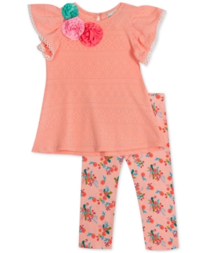 Rare Editions Baby Girls Knit Tunic & Floral-Print Leggings Set