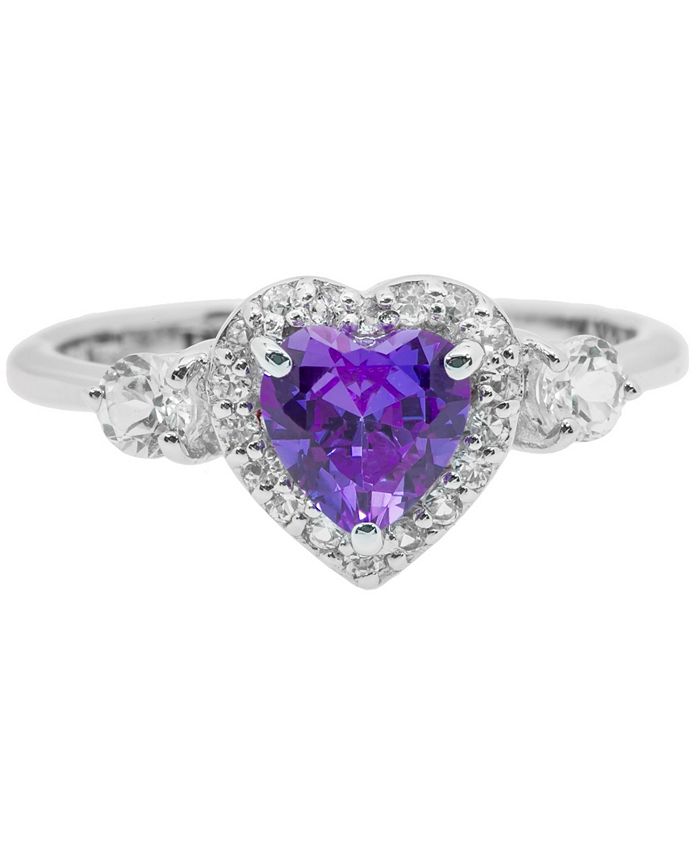 Macy's Amethyst (5/8 ct.t.w.) and White Topaz (1/2 ct.t.w.) 'I Love You ...