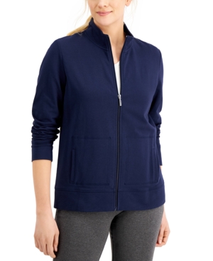 Karen Scott Petite French Terry Mock-Neck Jacket Created for Macy's