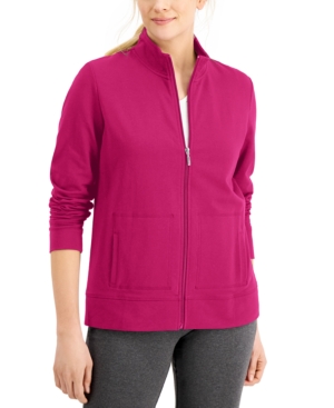 Karen Scott Petite French Terry Mock-Neck Jacket Created for Macy's