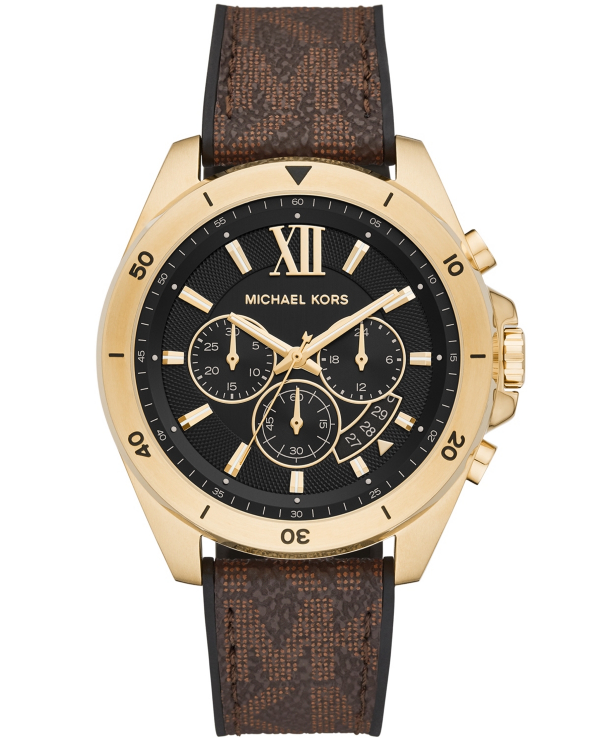 Michael Kors Oversized Brecken Logo And Gold-tone Watch In Brown