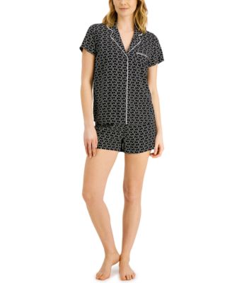 Alfani - Printed Button Top & Shots Pajamas Set