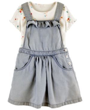 Carter's Toddler Girls 2 Piece Tee Denim Jumper Set