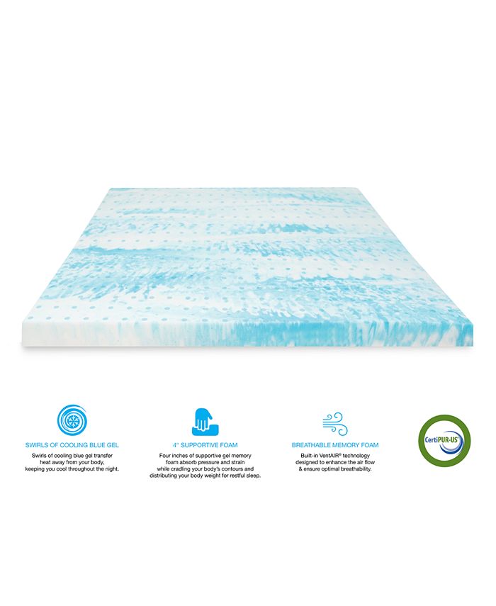 4" Gel Swirl Memory Foam Full Mattress Topper Macy's